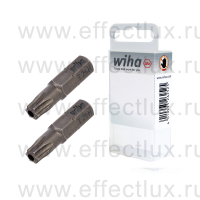WIHA 7015 ZTR T25H 2 Набор бит TORX® Tamper Resistant T25H Standard 25 мм. 1/4" в пластиковой коробке 2 шт. WI-38652