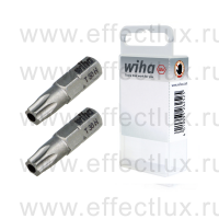 WIHA 7015 ZTR T30H 2 Набор бит TORX® Tamper Resistant T30H Standard 25 мм. 1/4" в пластиковой коробке 2 шт. WI-38653