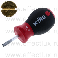 WIHA 302SY 4 x 25 Отвертка шлицевая SoftFinish® Stubby укороченное круглое жало, SL4.0х25 мм. WI-26964