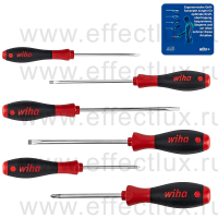 WIHA 302 ZK6 SO Набор отверток SoftFinish® SL, PZ, круглое жало, 6 предметов WI-07153
