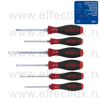 WIHA 308 ZK6 Набор отверток SoftFinish® SL, PZ, с шестигранным жалом и шестигранниками под гаечный ключ, 6 предметов WI-21249
