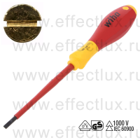 WIHA 320N 4.0 x 100 Отвёртка диэлектрическая VDE SoftFinish® electric прямой шлиц, 4.0x100 мм. WI-00823