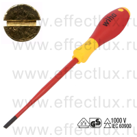 WIHA 3201 4.5 x 125 Отвёртка диэлектрическая VDE SoftFinish® electric slimFix прямой шлиц, зауженное жало 4.5x125 мм. WI-35501