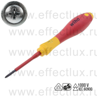WIHA 321N PH0 x 60 Отвёртка диэлектрическая VDE SoftFinish® electric шлиц PH (Phillips), PH0x60 мм. WI-00846