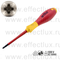 WIHA 324 PZ1 x 80 Отвёртка диэлектрическая VDE SoftFinish® electric шлиц PZ (Pozidriv), PZ1x80 мм. WI-00878