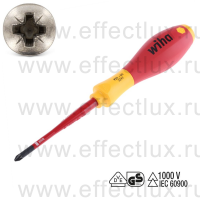 WIHA 3241 PZ1 x 80 Отвёртка диэлектрическая VDE SoftFinish® electric slimFix шлиц PZ (Pozidriv) зауженное жало, PZ1x80 мм. WI-35395