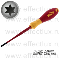 WIHA 3251 T20 x 100 Отвёртка диэлектрическая VDE SoftFinish® electric slimFix зауженное жало шлиц TORX®, T20x100 мм. WI-36538