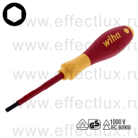 WIHA 323N 4,0 x 75 Отвёртка диэлектрическая VDE SoftFinish® шлиц HEX, 4.0x75 мм. WI-30363