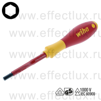 WIHA 323N 5,0 x 75 Отвёртка диэлектрическая VDE SoftFinish® шлиц HEX, 5.0x75 мм. WI-30364