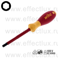 WIHA 323N 6,0 x 100 Отвёртка диэлектрическая VDE SoftFinish® шлиц HEX, 6.0x100 мм. WI-30365