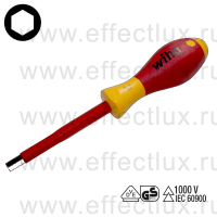 WIHA 323N 8,0 x 100 Отвёртка диэлектрическая VDE SoftFinish® шлиц HEX, 8.0x100 мм. WI-30366