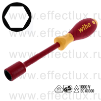 WIHA 322 16 x 125 Отвёртка торцевой ключ диэлектрическая VDE SoftFinish® electric, 16x125 мм. WI-00867