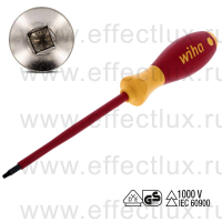 WIHA 358N 2,3 x 100 Отвёртка диэлектрическая VDE SoftFinish® electric шлиц Robertson, 2.3x100 мм. WI-32396