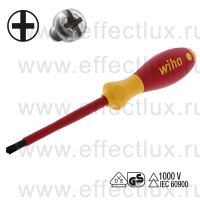 WIHA 327 SL/PH2 x 100 Отвёртка диэлектрическая VDE SoftFinish® electric, шлиц Xeno PlusMinus/Phillips, SL/PH2x100 мм. WI-30715