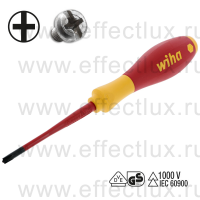 WIHA 3271 SL/PH1 x 80 Отвёртка диэлектрическая VDE SoftFinish® electric slimFix, шлиц Xeno PlusMinus/Phillips зауженное жало, SL/PH1x80 мм. WI-35502