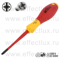 WIHA 3281 SL/PZ1 x 80 Отвёртка диэлектрическая VDE SoftFinish® electric slimFix, шлиц Xeno PlusMinus/Pozidriv зауженное жало, SL/PZ1x80 мм. WI-36329