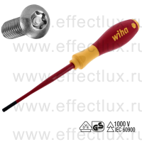 WIHA 3251 TR T20H x 100 Отвёртка диэлектрическая VDE SoftFinish® electric slimFix зауженное жало, шлиц TORX® Tamper Resistant, T20Hx100 мм. WI-41143