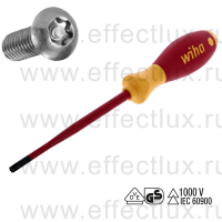 WIHA 3251 TR T30H x 125 Отвёртка диэлектрическая VDE SoftFinish® electric slimFix зауженное жало, шлиц TORX® Tamper Resistant, T30Hx125 мм. WI-41146