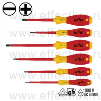 WIHA 320N K6 Набор отверток SoftFinish® electric, SL, PH, круглое жало, 6 предметов WI-00833