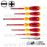 WIHA 320N K7 Набор отверток SoftFinish® electric, SL, PH, пробник, круглое жало, 7 предметов WI-00834
