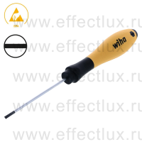 WIHA 302ESD 2,5 x 75 Отвёртка Slotted SoftFinish® ESD, прямой шлиц, круглое жало 2.5х75 мм. WI-08179