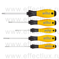 WIHA 302ESD HK5 01 Набор отвёрток SoftFinish® ESD Schlitz, Phillips 5-предметов WI-27252