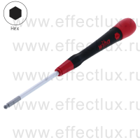 WIHA 264P 3,0 х 60 Микро-отвёртка PicoFinish® для электро-технических работ, профиль: HEX ball-сферическая головка, 3.0x60 мм. WI-42435