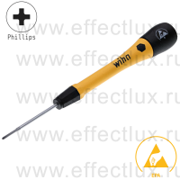 WIHA 271P PH000 х 40 Микро-отвёртка PicoFinish® ESD для электро-технических работ, профиль: крестовой шлиц Phillips PH000х40 мм. WI-43675