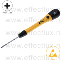 WIHA 271P PH00 х 40 Микро-отвёртка PicoFinish® ESD для электро-технических работ, профиль: крестовой шлиц Phillips PH00х40 мм. WI-43676