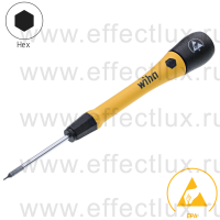 WIHA 273P 0,7 х 40 Микро-отвёртка PicoFinish® ESD для электро-технических работ, профиль: Hex 0,7х40 мм. WI-43679