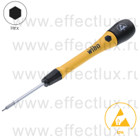 WIHA 273P 0,9 х 40 Микро-отвёртка PicoFinish® ESD для электро-технических работ, профиль: Hex 0,9х40 мм. WI-43680