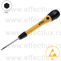 WIHA 273P 1,3 х 40 Микро-отвёртка PicoFinish® ESD для электро-технических работ, профиль: Hex 1,3х40 мм. WI-43681