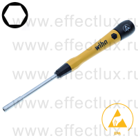 WIHA 275P 3,0 х 60 Микро-отвёртка PicoFinish® ESD для электро-технических работ, профиль: шестигранный торцевой ключ 3,0х60 мм. WI-43687