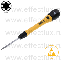 WIHA 277P T1 х 40 Микро-отвёртка PicoFinish® ESD для электро-технических работ, профиль: TORX® T1х40 мм. WI-43694
