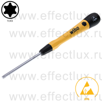 WIHA 277P T15 х 60 Микро-отвёртка PicoFinish® ESD для электро-технических работ, профиль: TORX® T15х60 мм. WI-43704