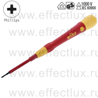WIHA 2270P 1,5 х 50 Микро-отвёртка PicoFinish® electric для электро-технических работ, профиль: прямой шлиц 1.5х50 мм. WI-42374