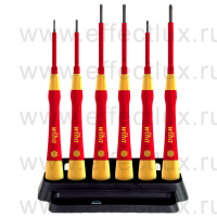 WIHA 2270P K6 Набор микро-отвёрток PicoFinish® VDE профиль: Schlitz, Phillips, 6 предметов+держатель WI-42989