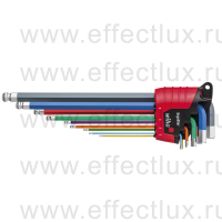 WIHA 369 R E9F Набор шестигранных штифтовых ключей MagicRing® со сферической головкой и цветовой маркировкой в держателе "ErgoStar", SW1,5-SW10 мм.  9 предметов WI-41979