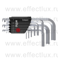WIHA 369 KH9 Набор укороченных шестигранных штифтовых ключей HEX со сферической головкой в держателе "Compact", SW1,5-SW10 мм. 9 предметов WI-40410