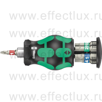 WERA Kraftform Kompakt Stubby Bicycle Set 11 Набор велосипедиста: Короткая отвёртка-битодержатель с трещоткой, с нержавеющими битами, 7 предметов WE-004179