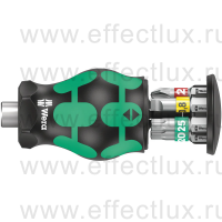 WERA Kraftform Kompakt Stubby Magazin 1 короткая отвёртка-битодержатель с битами, магнитная, PH 1/2; TORX® TX 15/20/25; SL 0.8 x 5.5, 6 предметов WE-008873