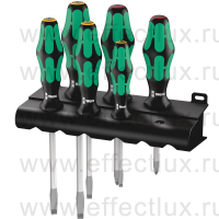 WERA 334 SK/6 Rack Kraftform Plus Lasertip Набор отвёрток + подставка SL+PH, 6 предметов WE-007680