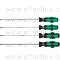 WERA 335/350/355/4 Kraftform Plus Lasertip Набор отвёрток, длинных SL+PH+PZ, 4 предмета WE-347736