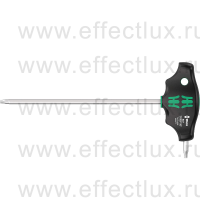 WERA 467 TORX® HF Отвёртка с Т-образной рукояткой, с фиксацией и с дополнительным коротким рабочим концом, TX 27 x 200 мм. WE-023377