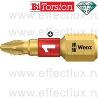 WERA 851/1 BDC PH1 Бита торсионная для винтов Phillips, алмазное напыление, 1/4" C6.3, PH 1 x 25 мм. WE-056400