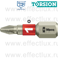 WERA 3851/1 TS PH1 Бита торсионная для винтов Phillips, из нержавеющей стали, 1/4" C6.3, PH 1 x 25 мм. WE-071010