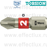 WERA 3851/1 TS PH2 Бита торсионная для винтов Phillips, из нержавеющей стали, 1/4" C6.3, PH 2 x 25 мм. WE-071011