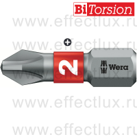 WERA 851/1 BTZ PH2 Бита торсионная для винтов Phillips, вязко-твёрдая, 1/4" C6.3, PH 2 x 25 мм. WE-056422