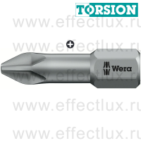 WERA 851/1 TZ PH2 Бита торсионная для винтов Phillips, вязко-твёрдая, 1/4" C6.3, PH 2 x 25 мм. WE-056510