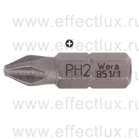 WERA 851/1 Z PH Бита универсальная для винтов Phillips, вязко-твёрдая, 1/4" C6.3, PH 2 x 25 мм. WE-072072